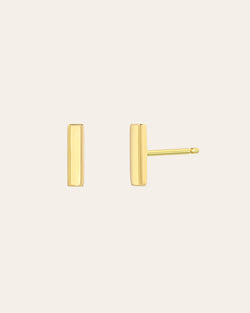 14k Gold Bar Stud Earrings