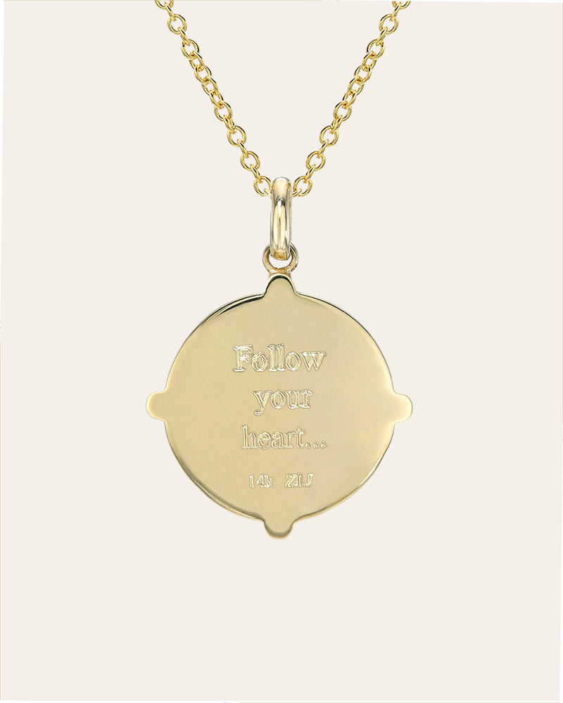 14k Gold Diamond Compass Medallion Necklace