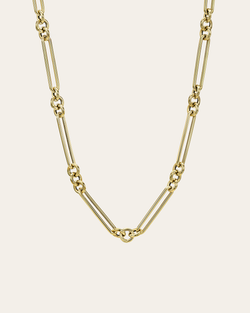 14K Gold Elongated Paper Clip Chain Necklace
