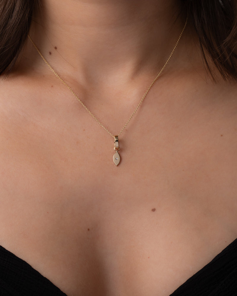 14K Gold Heirloom Charm with Diamond Evil Eye
