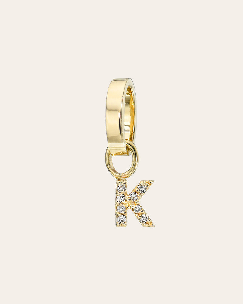 14K Gold Heirloom Charm with Mini Diamond Initial