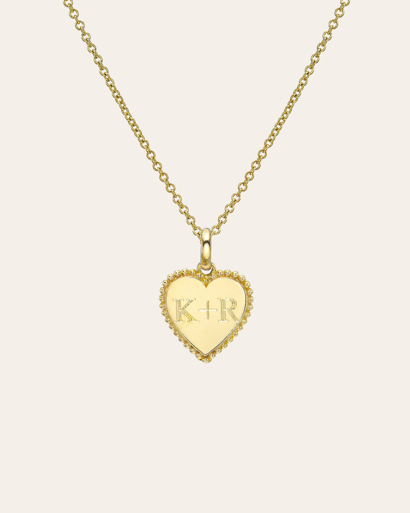 14K Gold Milgrain Heart Necklace