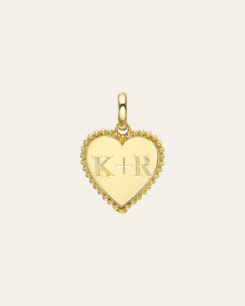 14K Gold Milgrain Heart Pendant