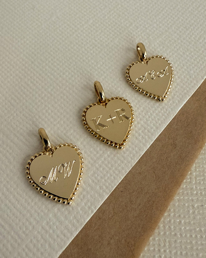 14K Gold Milgrain Heart Pendant