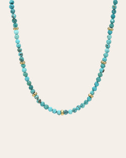 14K Gold Turquoise Segment Bead Necklace