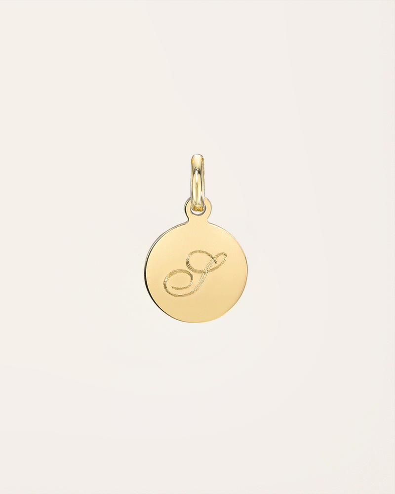 14k Gold Engraved Disc Pendant