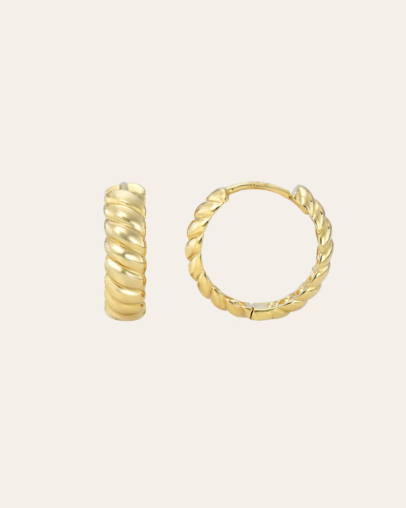 14K Gold Braided Huggie Earrings