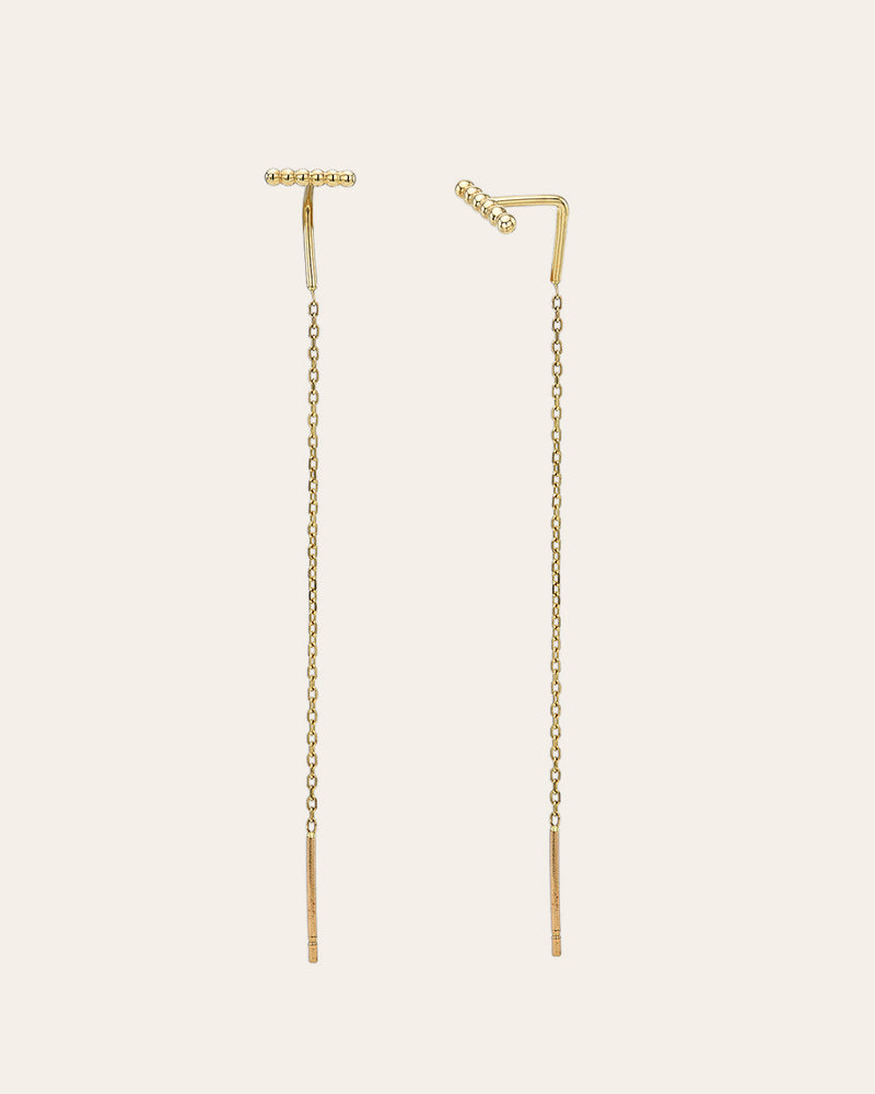 14k Gold Cable Link Threader Earrings