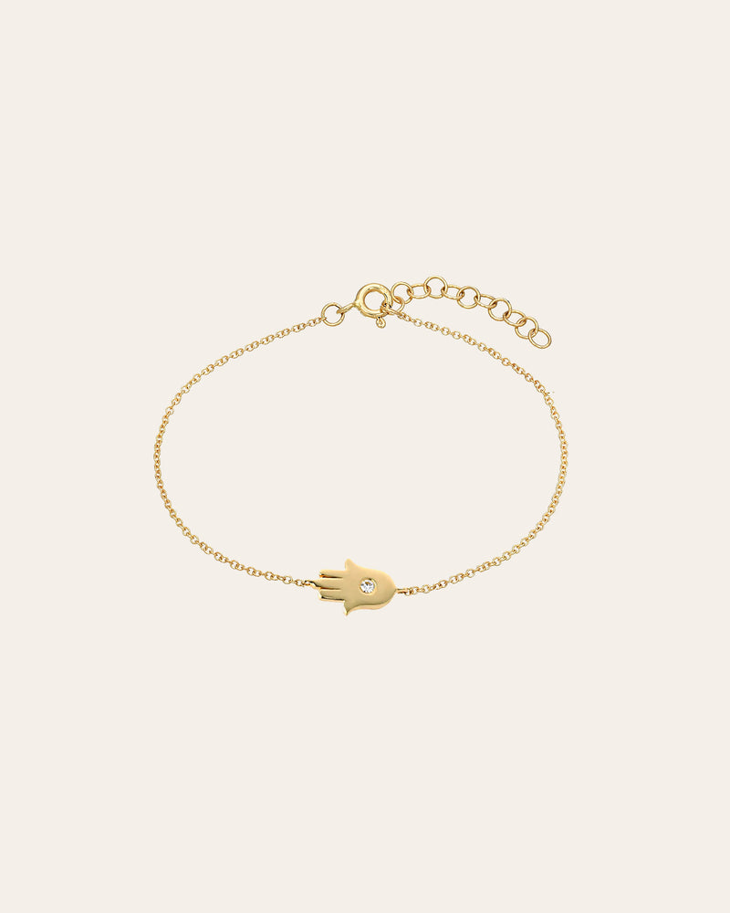 14k Gold Diamond Hamsa Bracelet