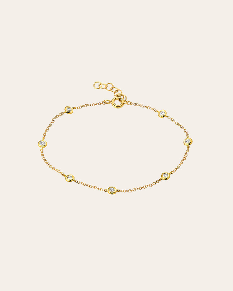 14k Gold Diamond Station Bracelet