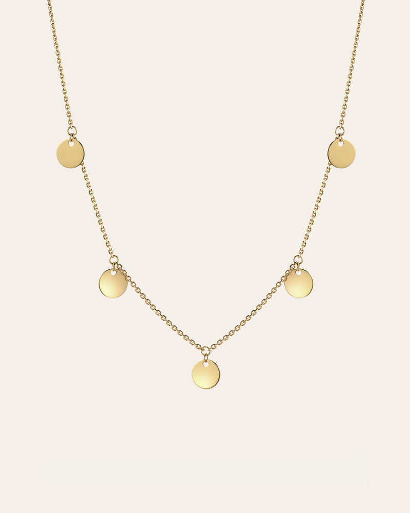 14k Gold Fringe Discs Necklace