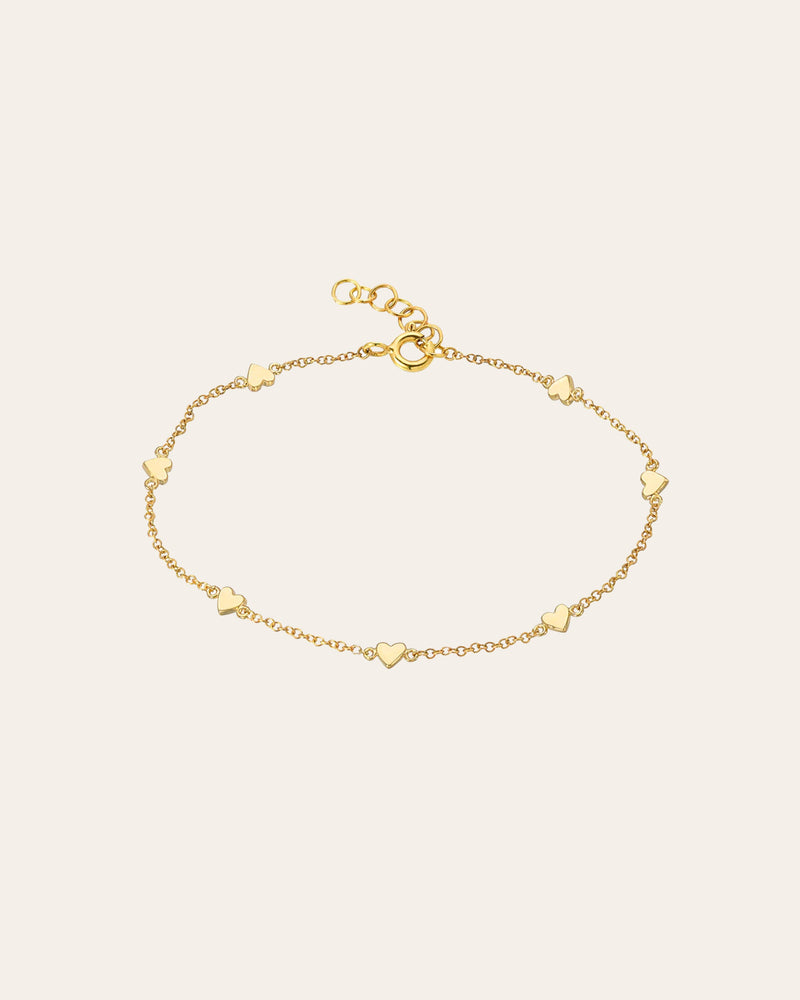 14k Gold Heart Charm Anklet