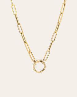 14k Gold Large Paper Clip Chain with Snake Enhancer Necklace