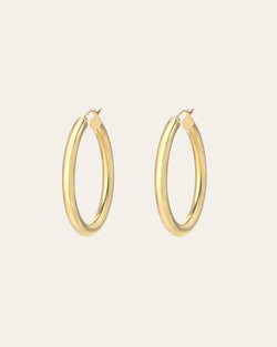 14k Gold Medium Thick Hoop Earrings