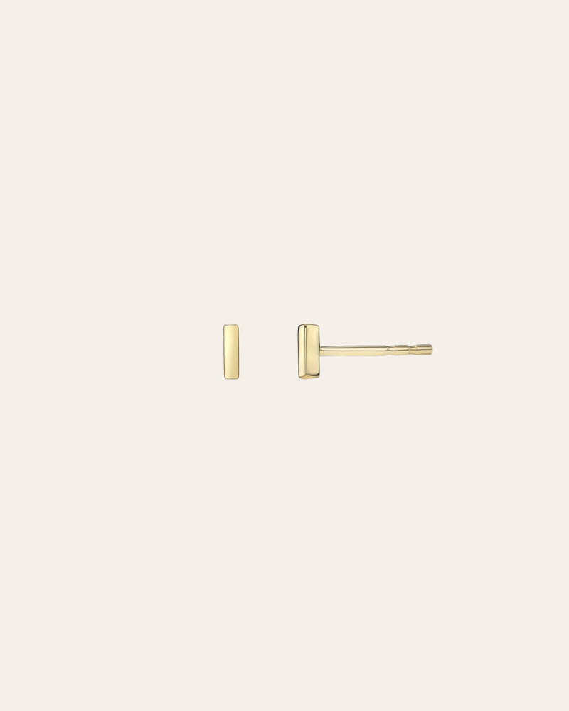 14k Gold Mini Bar Stud Earrings