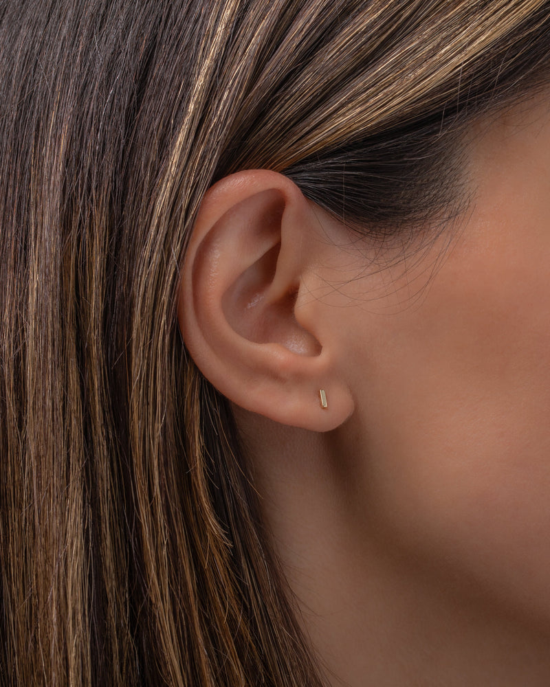 14k Gold Mini Bar Stud Earrings