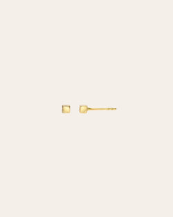 14k Gold Small Cube Stud Earrings