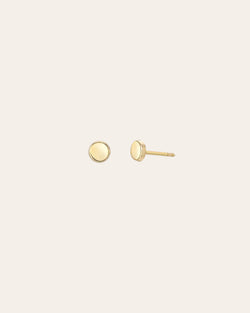 14k Gold Small Disc Stud Earrings