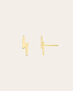 14k Gold Small Lightning Bolt Stud Earrings
