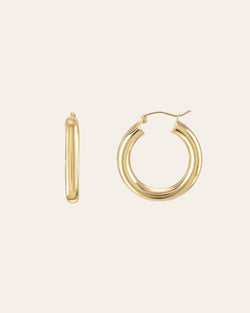 14k Gold Small Thick Hoop Earrings