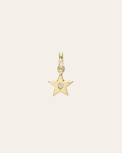 14k Gold Star with Tiny Diamond Pendant