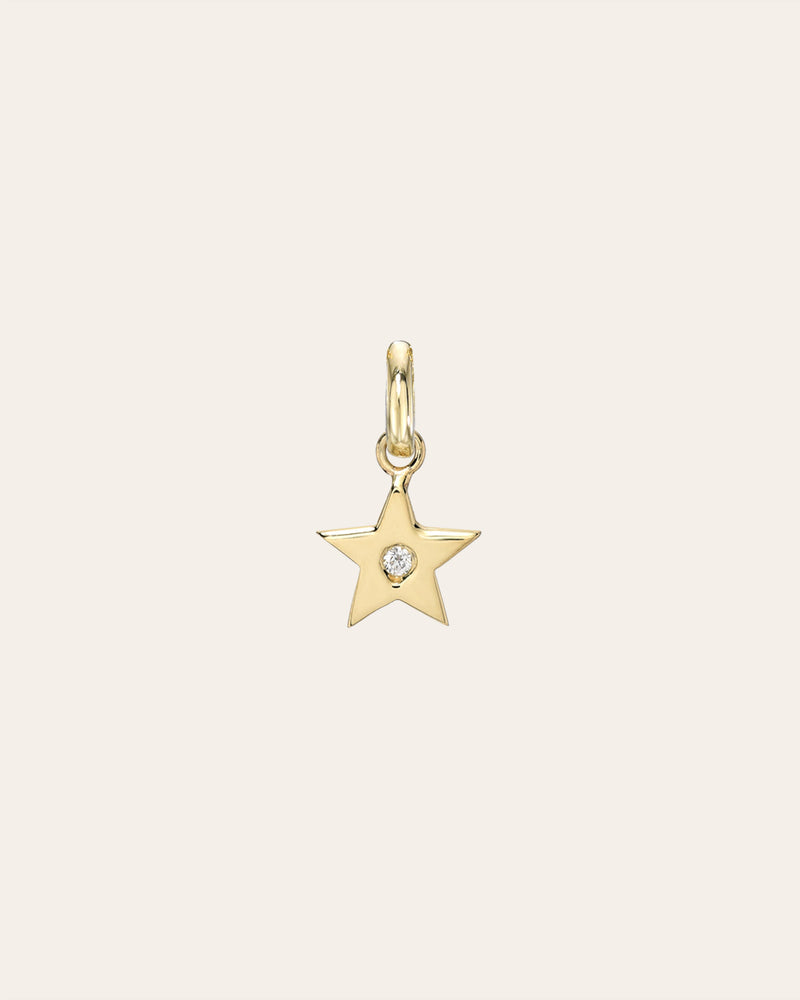 14k Gold Star with Tiny Diamond Pendant