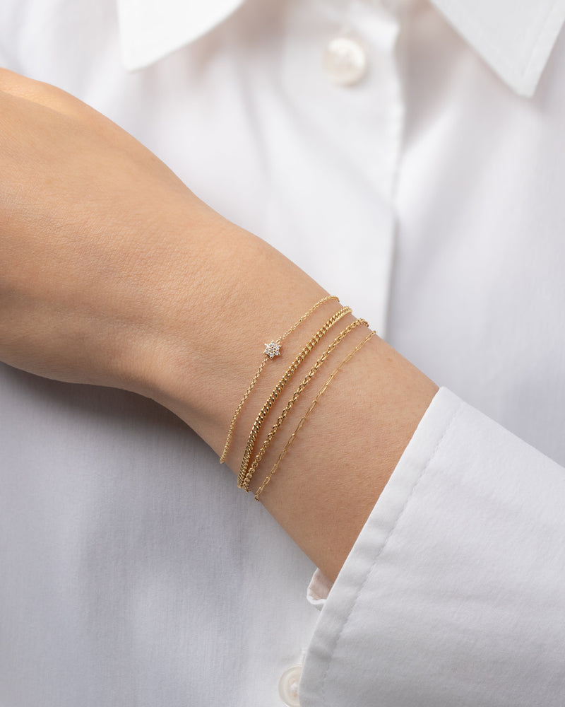 14k Gold Tiny Diamond Star of David Bracelet