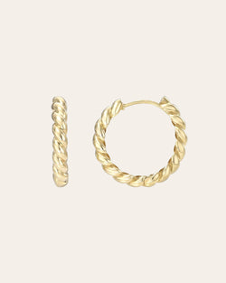 14K Gold Twist Huggie Earrings