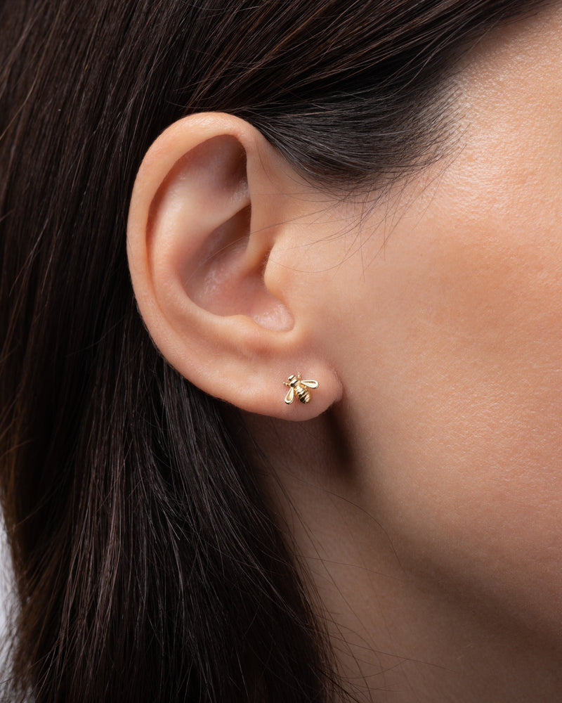 14k Gold Bee Stud Earrings