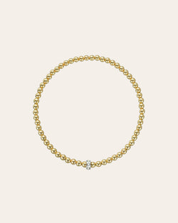 3mm Gold Bead Bracelet with Diamond Bar