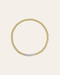 3mm Gold Bead Bracelet with Multi Diamond Beads