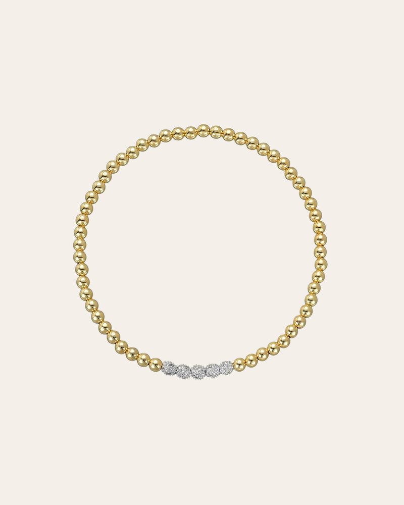 3mm Gold Bead Bracelet with Multi Diamond Beads