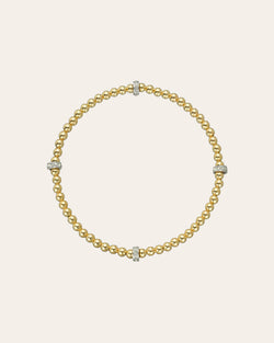 3mm Gold Segment Bead Bracelet with Diamond Bars