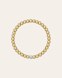 5mm Gold Bead Bracelet with Diamond Bead