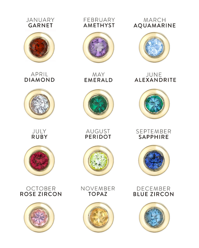 14k Gold Bezel Birthstone Necklace