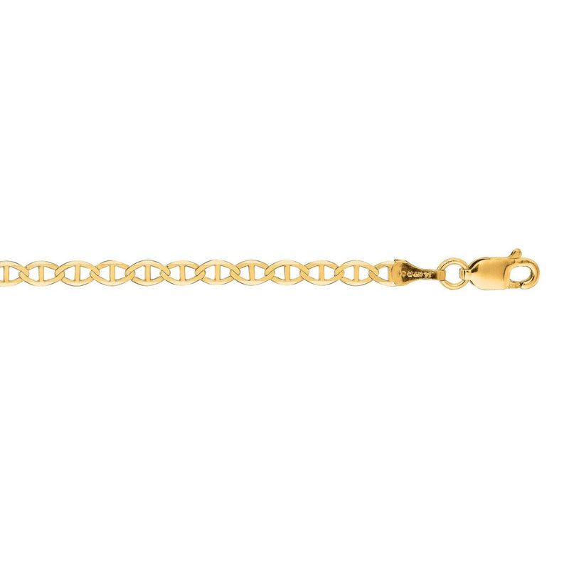 3.2mm 14k Yellow Gold Mariner Link Anklet
