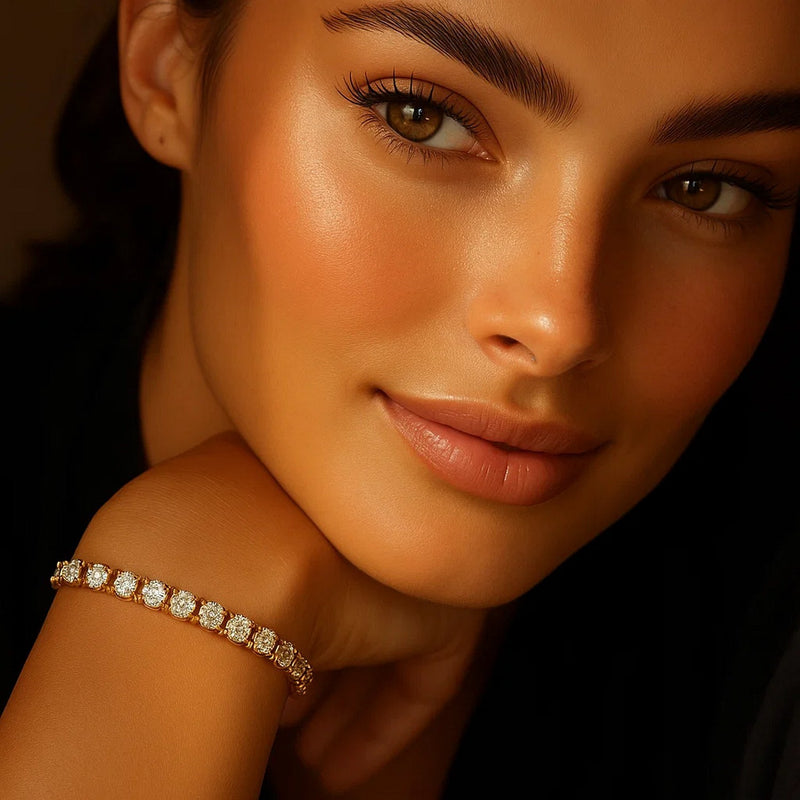 Lab Grown Round Diamond Tennis Bracelet in 14k Yellow Gold(10 cctw F/G  VS2/SI1)