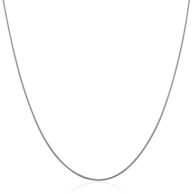 14k White Gold Thin Motif Round Omega Necklace
