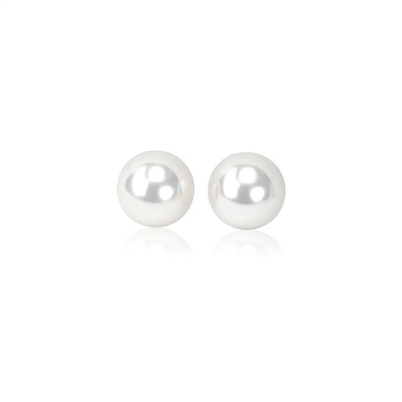 14k Yellow Gold Freshwater Cultured White Pearl Stud Earrings (6mm)