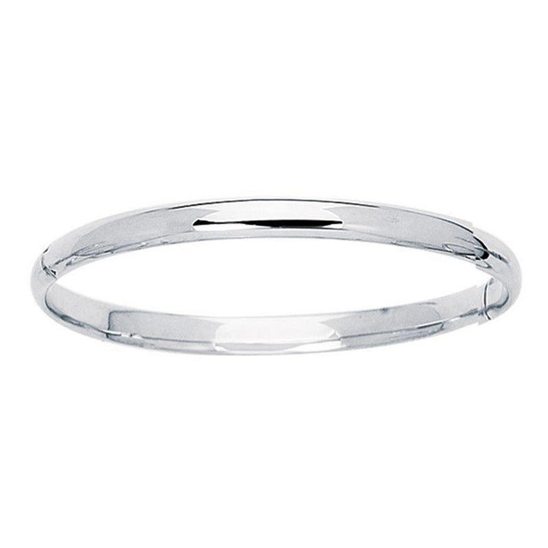 14k White Gold Dome Childrens Bangle with a Polished Finish (5.50 mm)