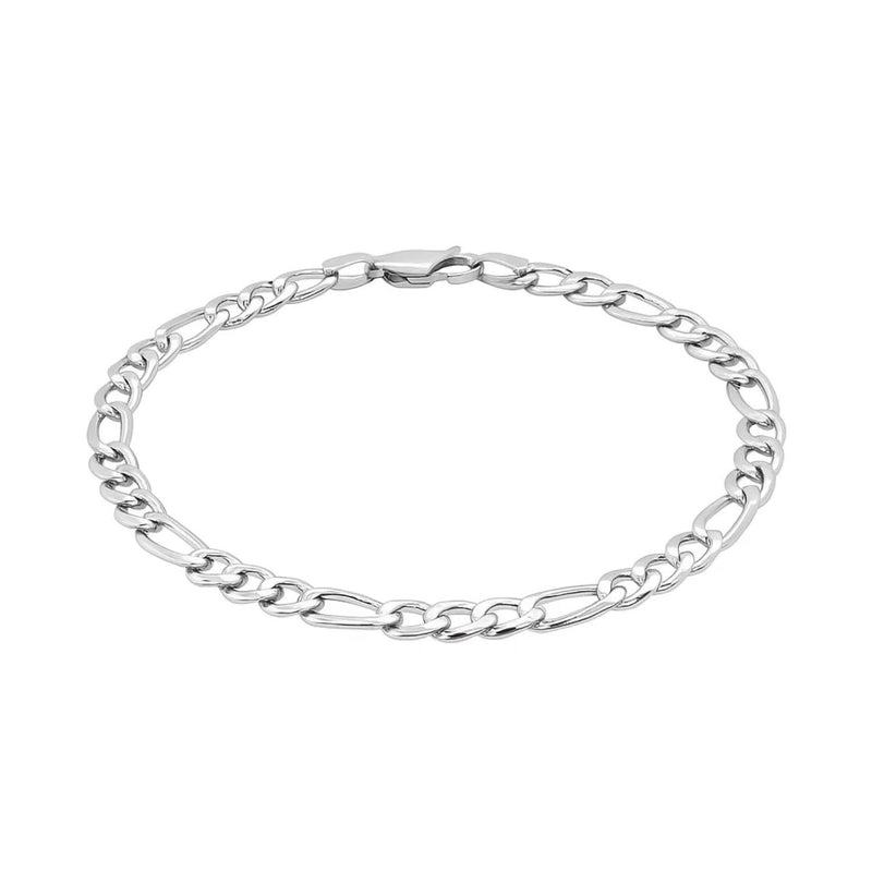 14k White Gold Solid Figaro Bracelet (6.00 mm)