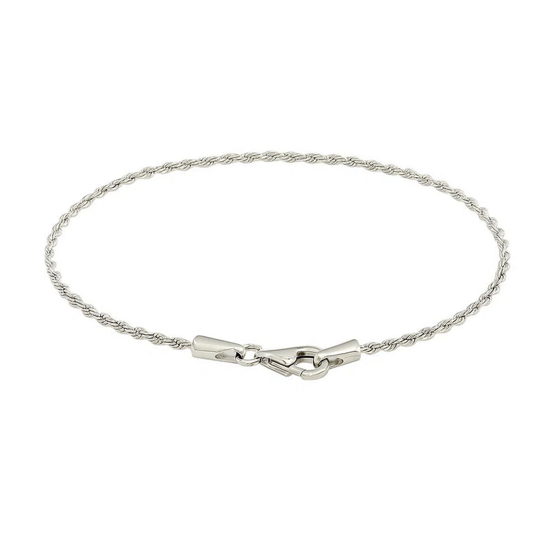 14k White Gold Solid Diamond Cut Rope Bracelet (1.60 mm)