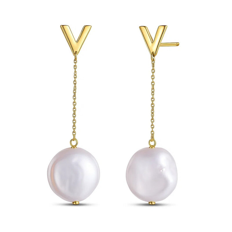 14k Yellow Gold Tesoro Pearl Drop Earrings
