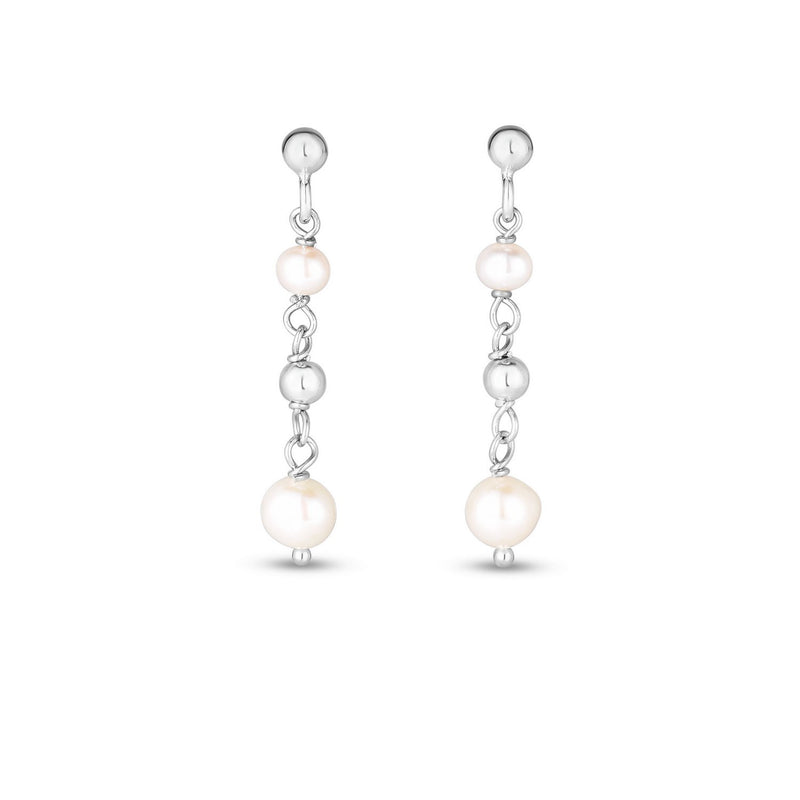 Sterling Silver Freshwater Pearl Bead Drop Earrings