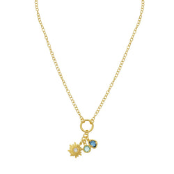 Sterling Silver Gold Plated Sunflower Cubic Zirconia Charm Necklace