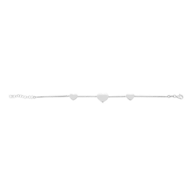 Sterling Silver Rhodium Plated Hearts Station Necklace