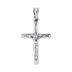 Sterling Silver Rhodium Plated Crucifix Cross Pendant