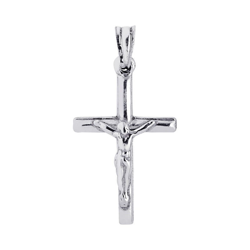 Sterling Silver Rhodium Plated Crucifix Cross Pendant