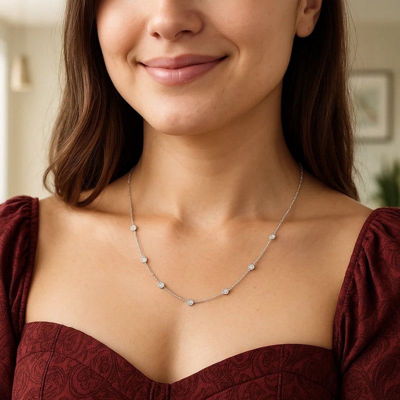 14K White Gold Diamonds by the Yard Necklace