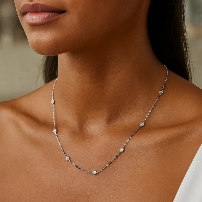 14K White Gold Diamonds by the Yard Necklace